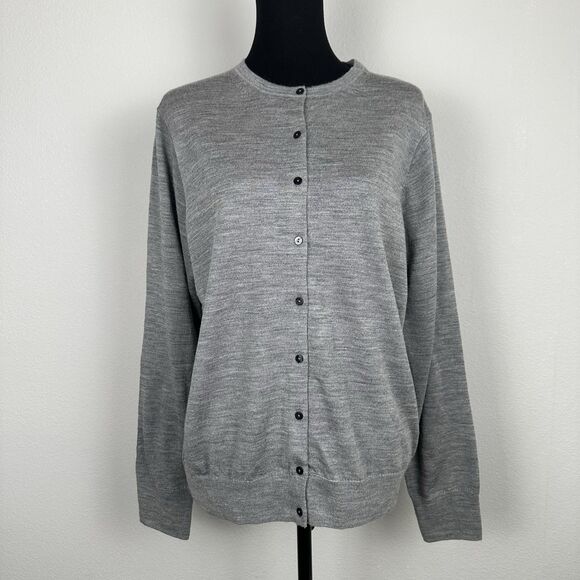 Muji Cardigan Womens Extra Large Grey 100% Wool Washable Japan Minimalist Casual - Picture 1 of 13